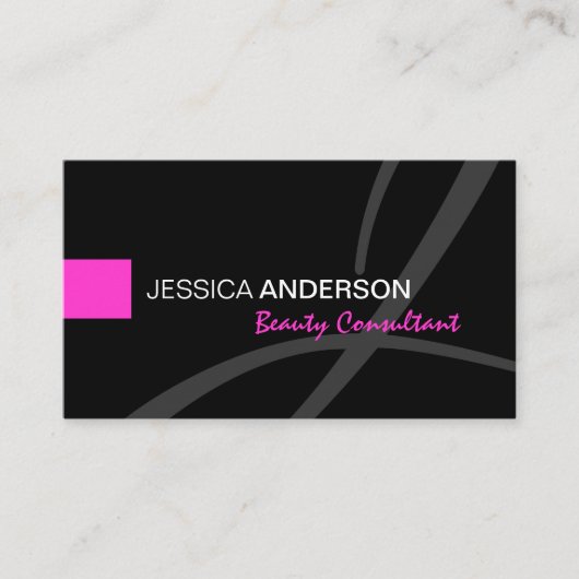 Chic Pink en Black Monogram Elegant Visitekaartje (Voorkant)