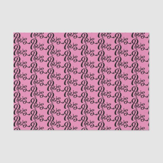 Chic Pink en Black Paris Typografie Patroon Tissuepapier (Voorkant)