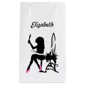 Chic Pink en Black Woman of Mode Silhouette Klein Cadeauzakje (Voorkant)