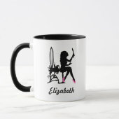 Chic Pink en Black Woman of Mode Silhouette Mok (Links)