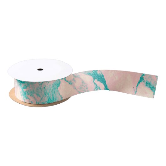 Chic Pink en Blue Marble Satijnen Lint (Spoel)