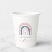 Chic Pink en Blue Rainbow Boho First Birthday Papieren Bekers (Voorkant)