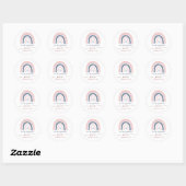Chic Pink en Blue Rainbow Boho First Birthday Ronde Sticker (Vel)