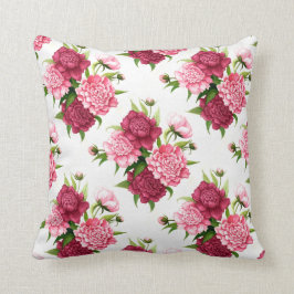 Chic Pink en Burgundy Peonies Accent Pillow Kussen