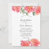 Chic Pink en Coral Waterverf Dahlias Wedding Kaart (Voorkant)