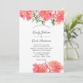 Chic Pink en Coral Waterverf Dahlias Wedding Kaart (Staand voorkant)