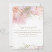 Chic Pink en Gold Abstract Art Afstuderen Aankondiging (Achterkant)