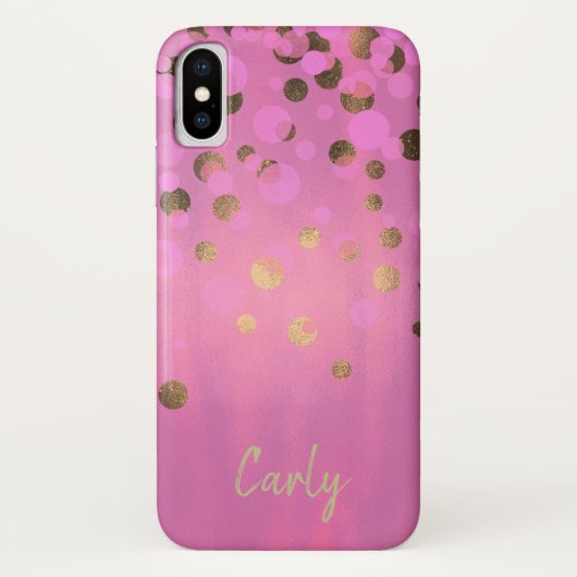 Chic Pink en Gold iPhone X Hoesje (Achterkant)