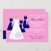Chic Pink en Navy Bridal Shower Invitation Kaart (Voorkant / Achterkant)