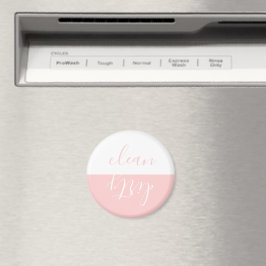 Chic Pink en White Clean Dirty Dishwasher Magnet