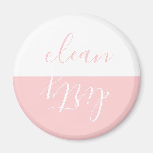 Chic Pink en White Clean Dirty Dishwasher Magnet (Voorkant)