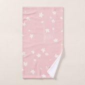 Chic Pink Farmhouse Sweet Daisies Girly Monogram Bad Handdoek (Handdoek)