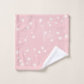 Chic Pink Farmhouse Sweet Daisies Girly Monogram Bad Handdoek (Wasdoekje)