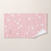 Chic Pink Farmhouse Sweet Daisies Girly Monogram Bad Handdoek (Handdoek)