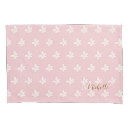 Chic Pink Farmhouse Sweet Daisies Trend Monogram Kussensloop