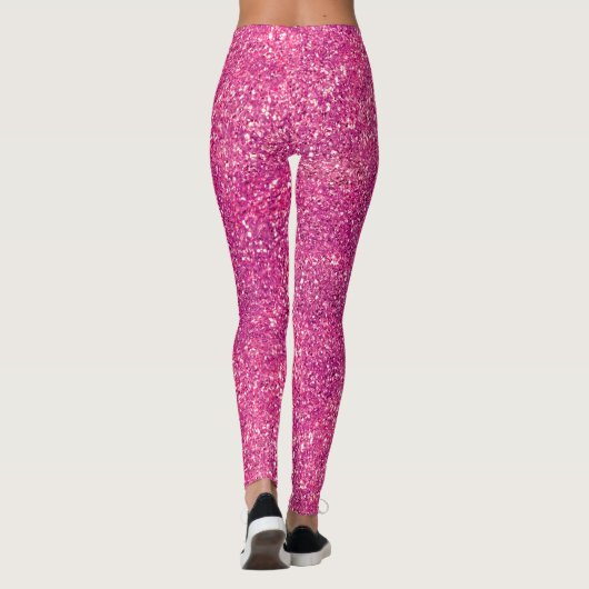 Chic Pink Faux Glitter Sparkles Girly Glam Leggings (Achterkant)