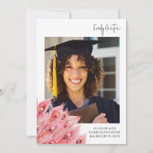 Chic Pink Feather Graduation Party Kaart (Achterkant)