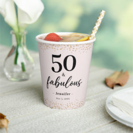 Chic Pink Fifty en fantastische verjaardag Papieren Bekers