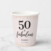 Chic Pink Fifty en fantastische verjaardag Papieren Bekers (Voorkant)