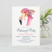 Chic Pink Flamingo Uitnodiging van het Pensioenfee (Staand voorkant)