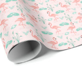 Chic Pink Flamingo Wrapping Paper Cadeaupapier (Rol Hoek)