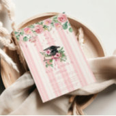 Chic Pink Floral Afstuderen Kaart