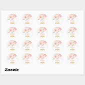 Chic Pink Floral Baby shower Ze is klaar om te Pop Ronde Sticker (Vel)