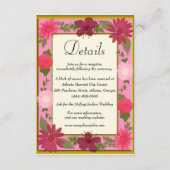 Chic Pink Floral Botanical Wedding Details Informatiekaartje (Voorkant)