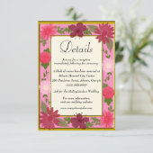 Chic Pink Floral Botanical Wedding Details Informatiekaartje (Staand voorkant)