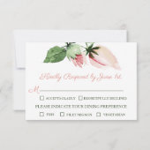 Chic Pink Floral Botanical Wedding RSVP Kaartje (Achterkant)