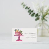 CHIC PINK FLORAL CAKE PATISSERIE CUPCAKE BAKERY VISITEKAARTJE (Staand voorkant)