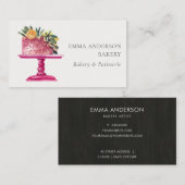 CHIC PINK FLORAL CAKE PATISSERIE CUPCAKE BAKERY VISITEKAARTJE (Voorkant / Achterkant)