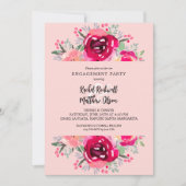Chic Pink Floral Engagement Party Kaart (Voorkant)