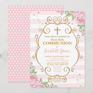 Chic Pink Floral First Heilige Communauté Princess Kaart