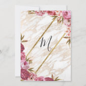 Chic Pink Floral Gold Marble Wedding Kaart (Achterkant)