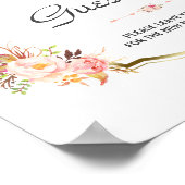 Chic Pink Floral Gold Wedding Guestbook Poster (Hoek)