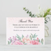 Chic Pink Floral Hartelijk dank Bedankkaart (Staand voorkant)