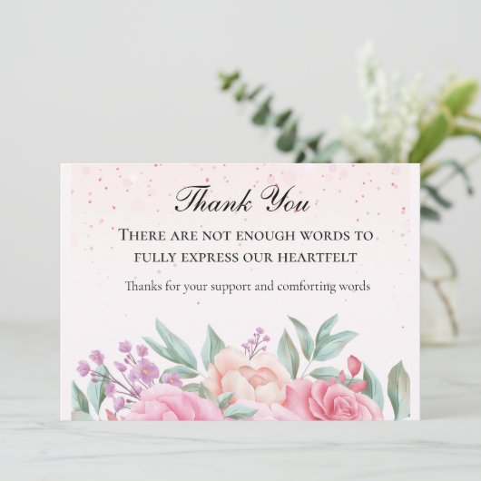 Chic Pink Floral Hartelijk dank Bedankkaart (Staand voorkant)