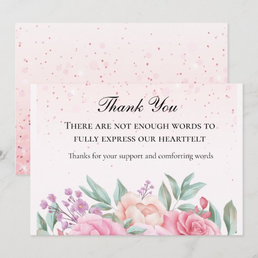 Chic Pink Floral Hartelijk dank Bedankkaart (Voorkant / Achterkant)