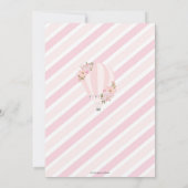 Chic Pink Floral Hot Air Ballon Baby shower Bedankkaart (Achterkant)
