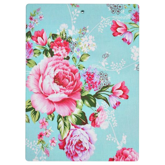 Chic Pink Floral Klembord (Achterkant)