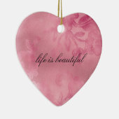 Chic Pink Floral Lace Keramisch Ornament (Rechts)