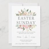 Chic Pink Floral Paaszondag Brunch Egg Hunt Kaart (Voorkant)