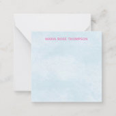 Chic Pink Floral Peonies Elegant Flower Blue Notitiekaartje (Voorkant)