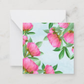 Chic Pink Floral Peonies Elegant Flower Blue Notitiekaartje (Achterkant)
