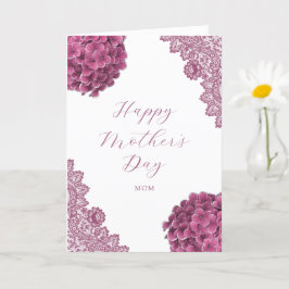 Chic Pink Floral Photo Happy Moederdag Kaart