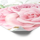 Chic Pink Floral Rozen Baby shower High Tea Party Poster (Hoek)