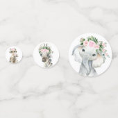 Chic Pink Floral Safari Animals Wild One Baby Girl Confetti (Voorkanten)