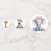 Chic Pink Floral Safari Animals Wild One Baby Girl Confetti (Voorkanten)