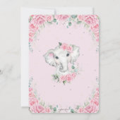 Chic Pink Floral Sweet Elephant Baby shower Kaart (Achterkant)